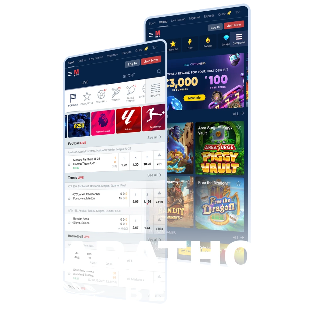 Download Marathonbet app for Android and iOS.