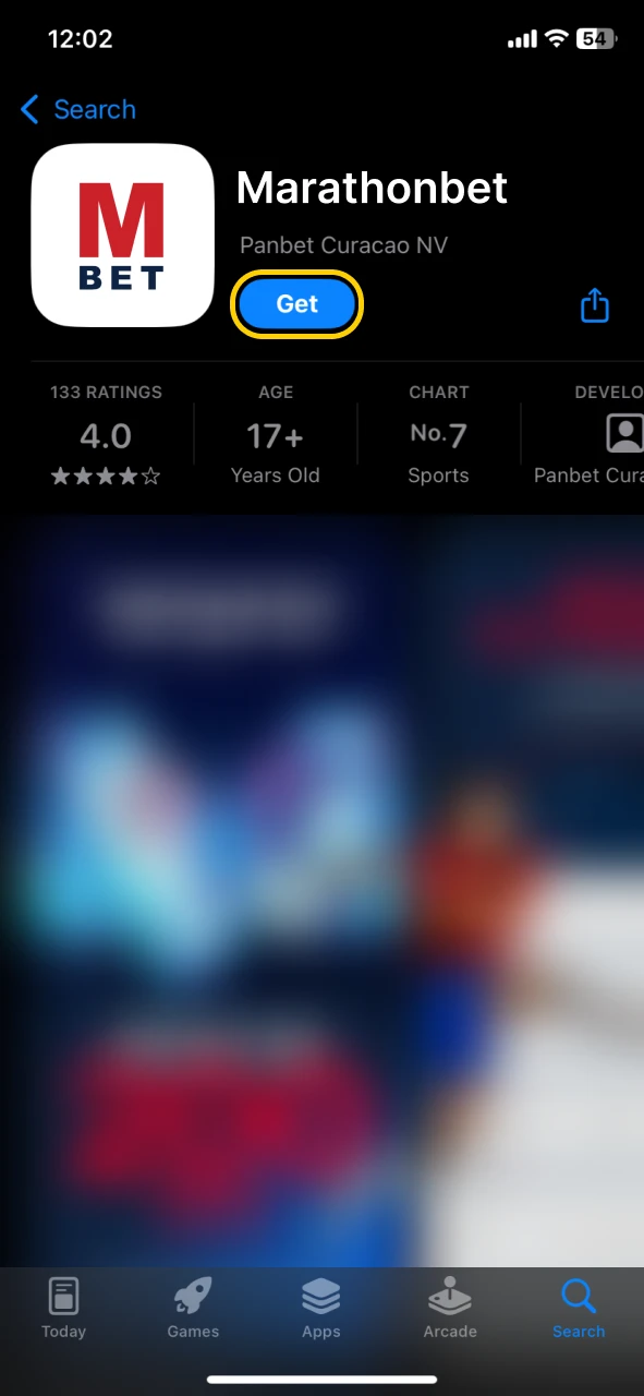 Install the Marathonbet app from the App Store.