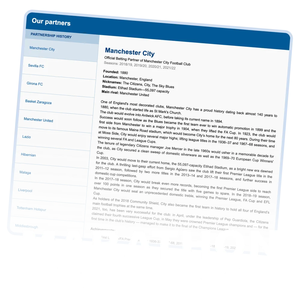 Marathonbet platform has many partners.