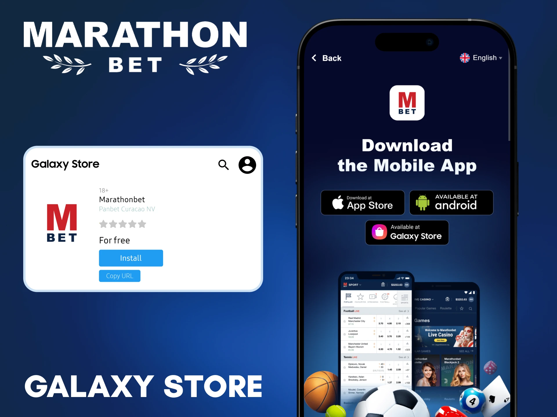 Download the official Marathonbet app from the Galaxy Store.