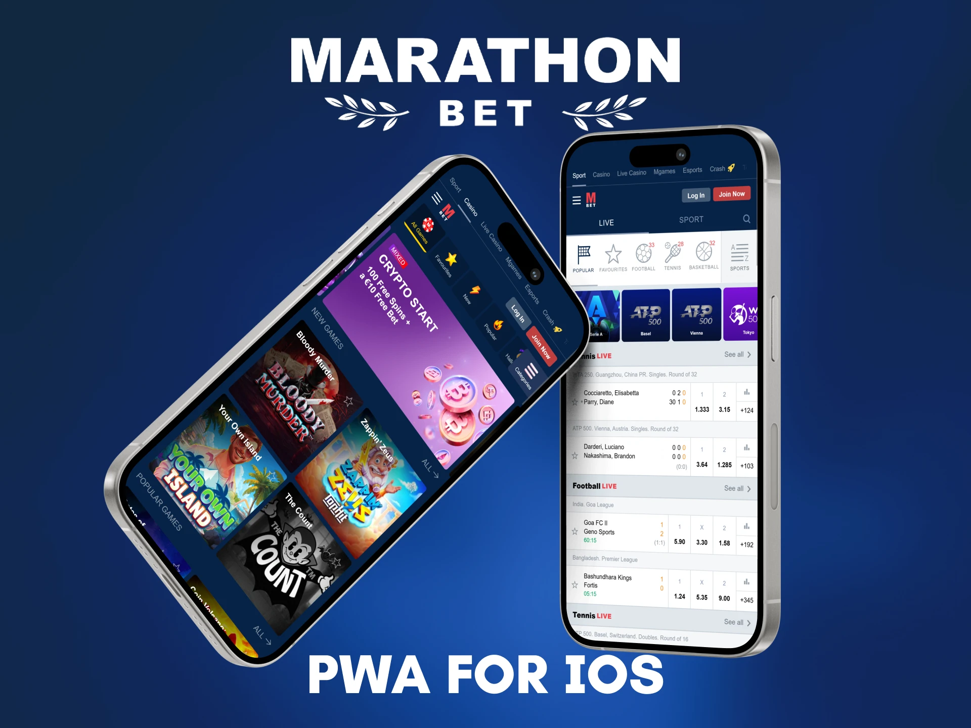 You can use the iOS PWA of Marathonbet.