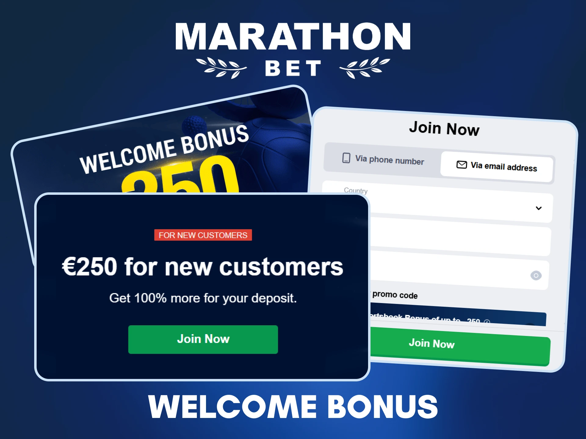 Register at Marathonbet and receive a welcome bonus from the platform.